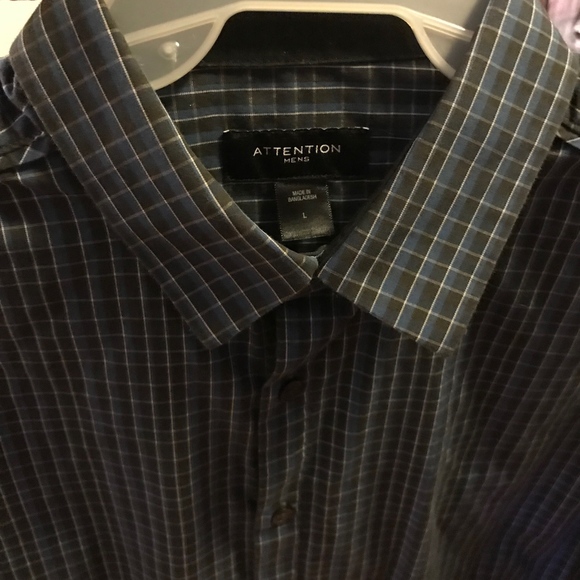 Blue Plaid Button Down Shirt - Large - Picture 2 of 4
